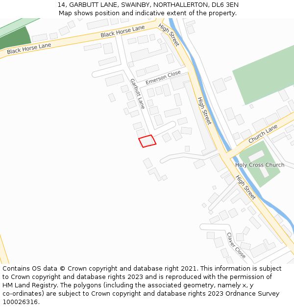 14, GARBUTT LANE, SWAINBY, NORTHALLERTON, DL6 3EN: Location map and indicative extent of plot