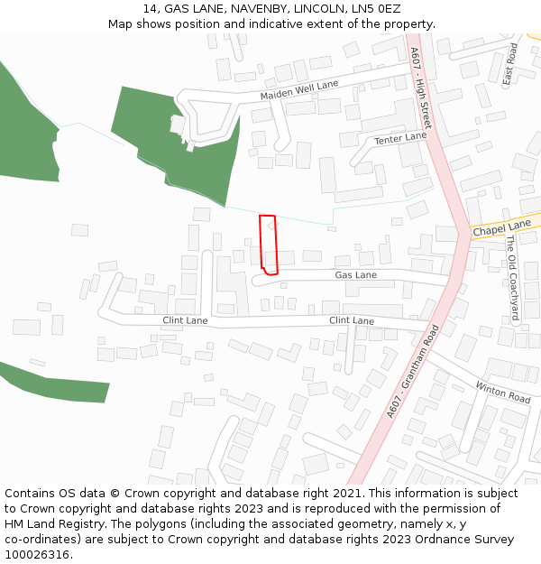 14, GAS LANE, NAVENBY, LINCOLN, LN5 0EZ: Location map and indicative extent of plot