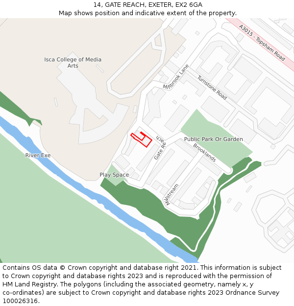 14, GATE REACH, EXETER, EX2 6GA: Location map and indicative extent of plot