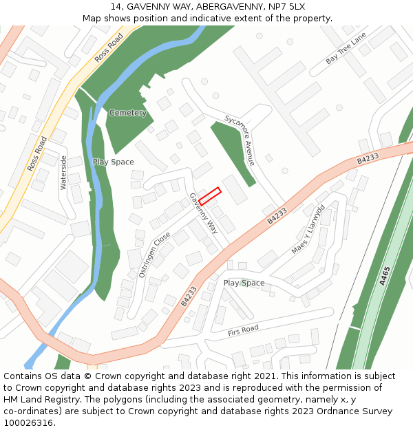 14, GAVENNY WAY, ABERGAVENNY, NP7 5LX: Location map and indicative extent of plot