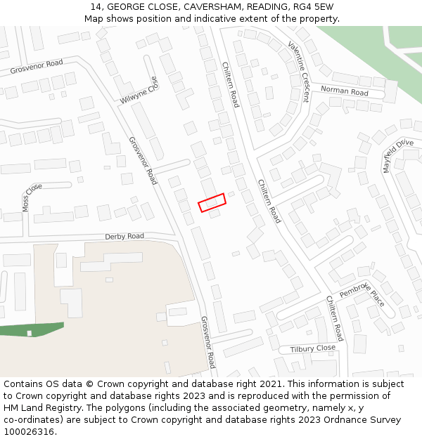 14, GEORGE CLOSE, CAVERSHAM, READING, RG4 5EW: Location map and indicative extent of plot