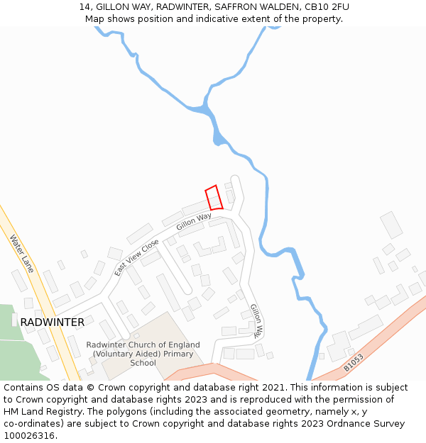 14, GILLON WAY, RADWINTER, SAFFRON WALDEN, CB10 2FU: Location map and indicative extent of plot