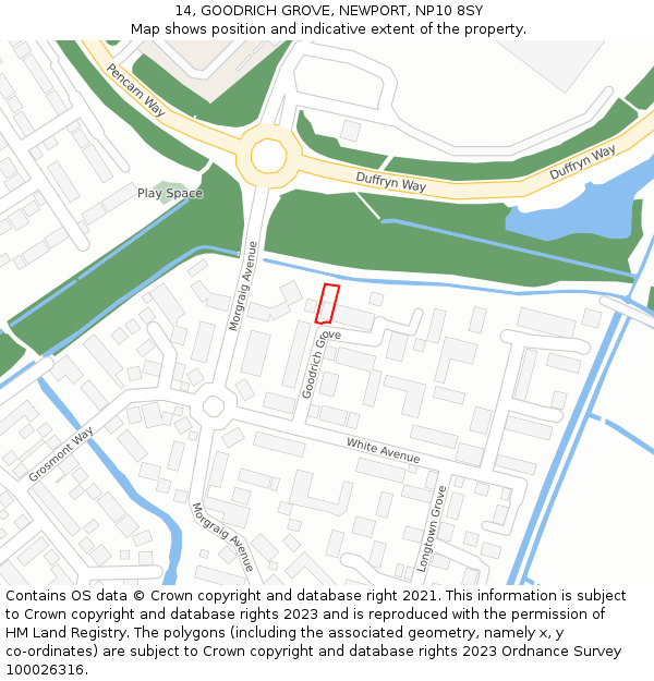 14, GOODRICH GROVE, NEWPORT, NP10 8SY: Location map and indicative extent of plot