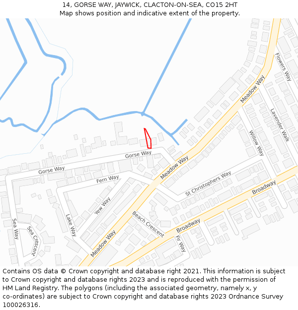 14, GORSE WAY, JAYWICK, CLACTON-ON-SEA, CO15 2HT: Location map and indicative extent of plot