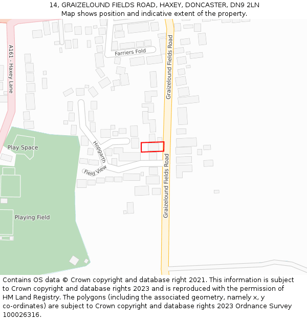14, GRAIZELOUND FIELDS ROAD, HAXEY, DONCASTER, DN9 2LN: Location map and indicative extent of plot
