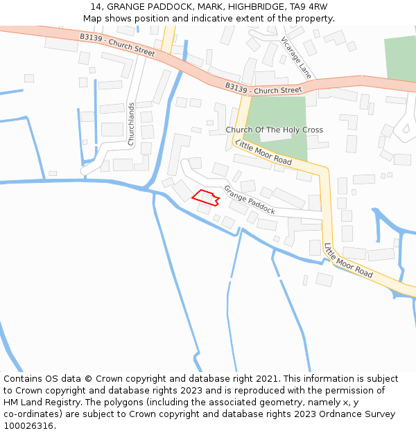 14, GRANGE PADDOCK, MARK, HIGHBRIDGE, TA9 4RW: Location map and indicative extent of plot