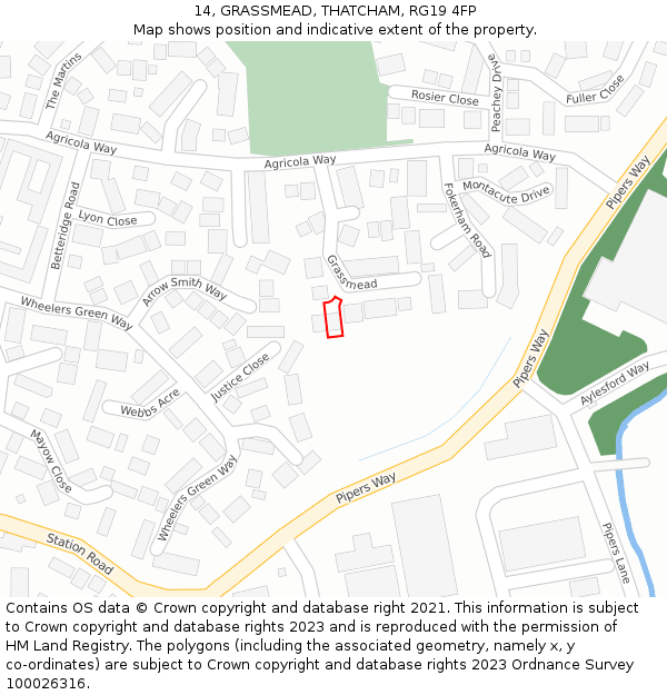 14, GRASSMEAD, THATCHAM, RG19 4FP: Location map and indicative extent of plot