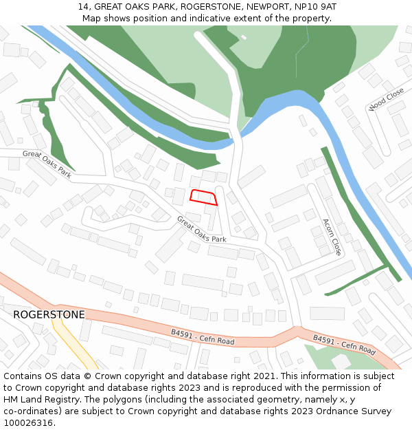 14, GREAT OAKS PARK, ROGERSTONE, NEWPORT, NP10 9AT: Location map and indicative extent of plot