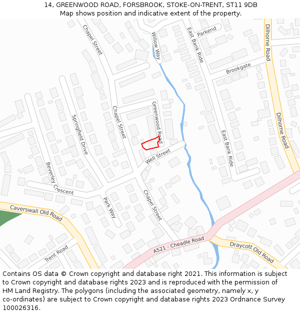14, GREENWOOD ROAD, FORSBROOK, STOKE-ON-TRENT, ST11 9DB: Location map and indicative extent of plot