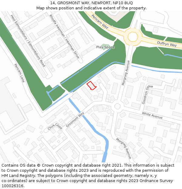 14, GROSMONT WAY, NEWPORT, NP10 8UQ: Location map and indicative extent of plot