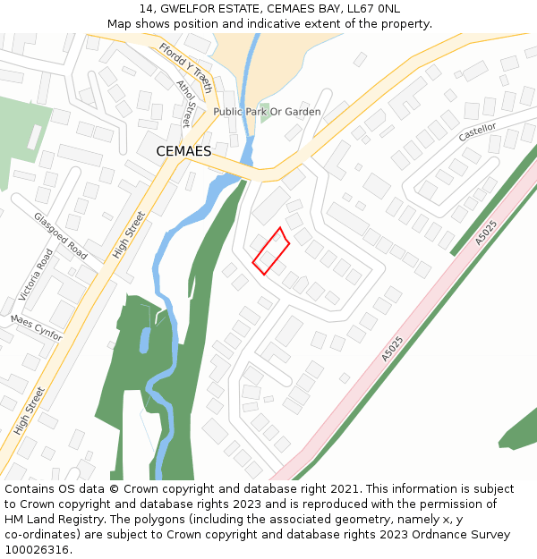 14, GWELFOR ESTATE, CEMAES BAY, LL67 0NL: Location map and indicative extent of plot