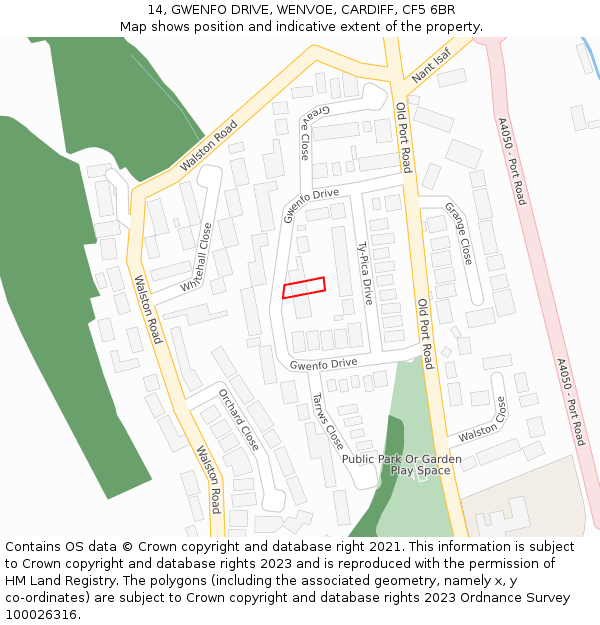 14, GWENFO DRIVE, WENVOE, CARDIFF, CF5 6BR: Location map and indicative extent of plot