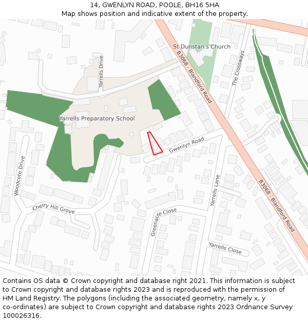 14, GWENLYN ROAD, POOLE, BH16 5HA: Location map and indicative extent of plot