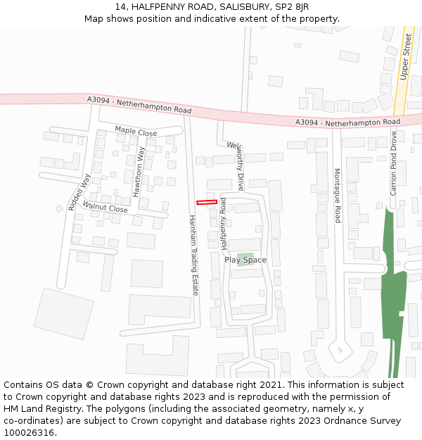 14, HALFPENNY ROAD, SALISBURY, SP2 8JR: Location map and indicative extent of plot