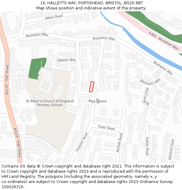 14, HALLETTS WAY, PORTISHEAD, BRISTOL, BS20 6BT: Location map and indicative extent of plot