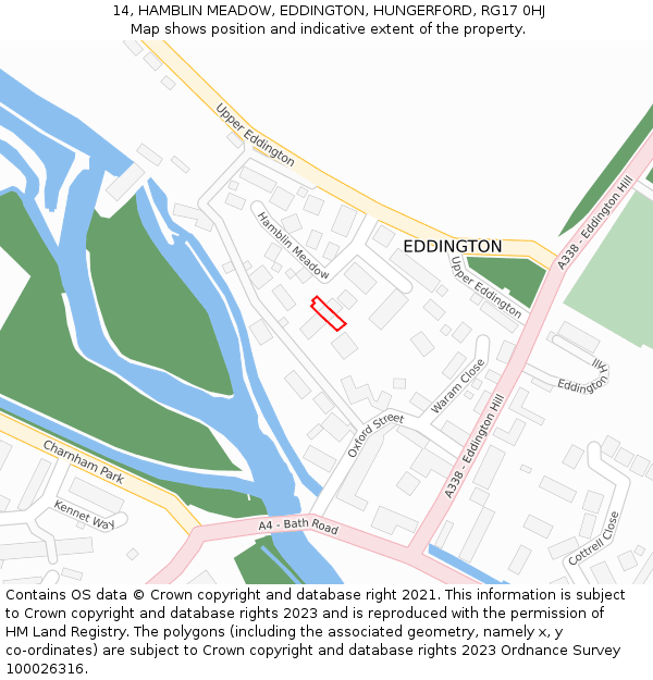 14, HAMBLIN MEADOW, EDDINGTON, HUNGERFORD, RG17 0HJ: Location map and indicative extent of plot