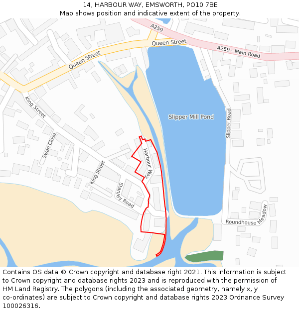 14, HARBOUR WAY, EMSWORTH, PO10 7BE: Location map and indicative extent of plot