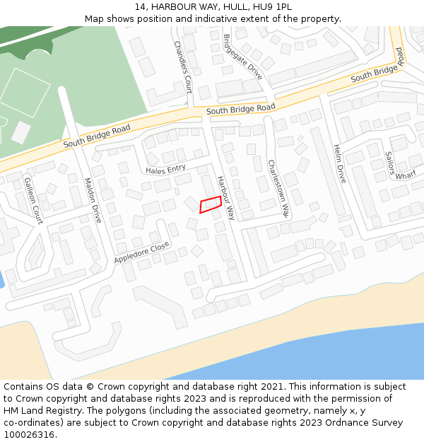 14, HARBOUR WAY, HULL, HU9 1PL: Location map and indicative extent of plot