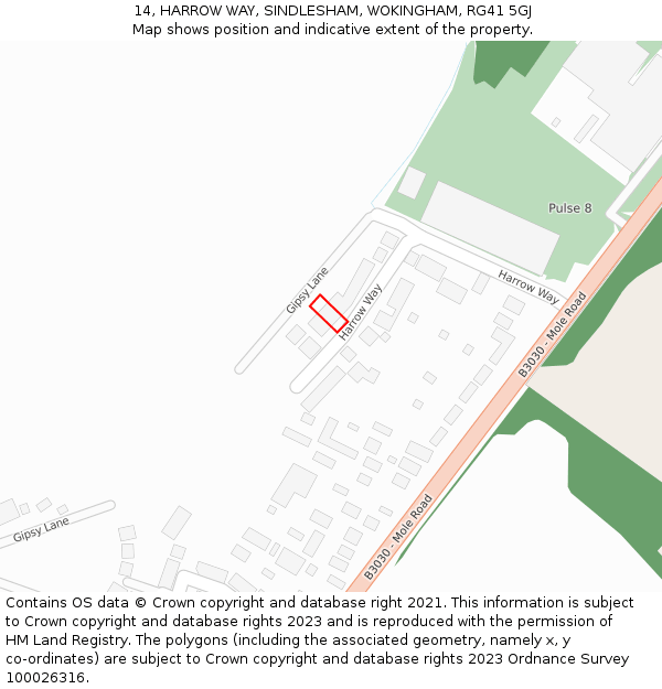 14, HARROW WAY, SINDLESHAM, WOKINGHAM, RG41 5GJ: Location map and indicative extent of plot