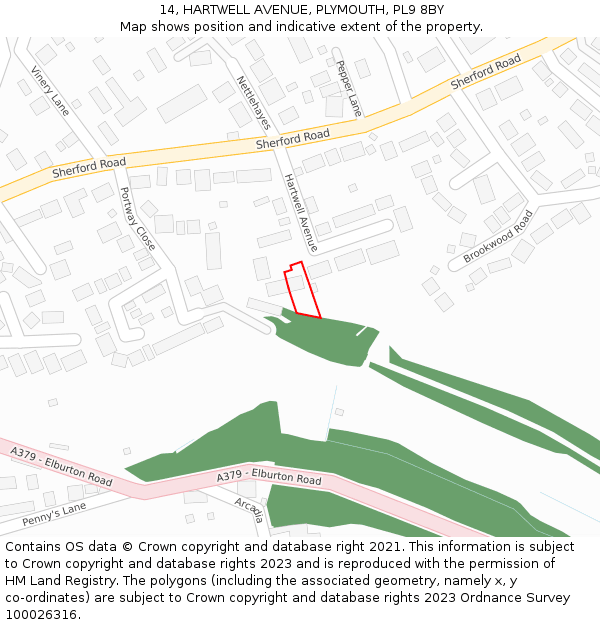 14, HARTWELL AVENUE, PLYMOUTH, PL9 8BY: Location map and indicative extent of plot