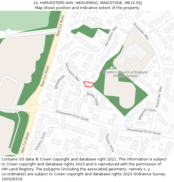 14, HARVESTERS WAY, WEAVERING, MAIDSTONE, ME14 5SJ: Location map and indicative extent of plot