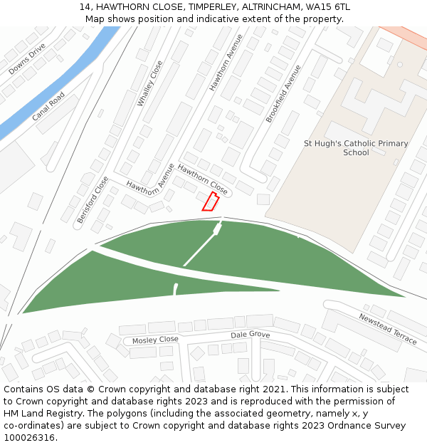 14, HAWTHORN CLOSE, TIMPERLEY, ALTRINCHAM, WA15 6TL: Location map and indicative extent of plot