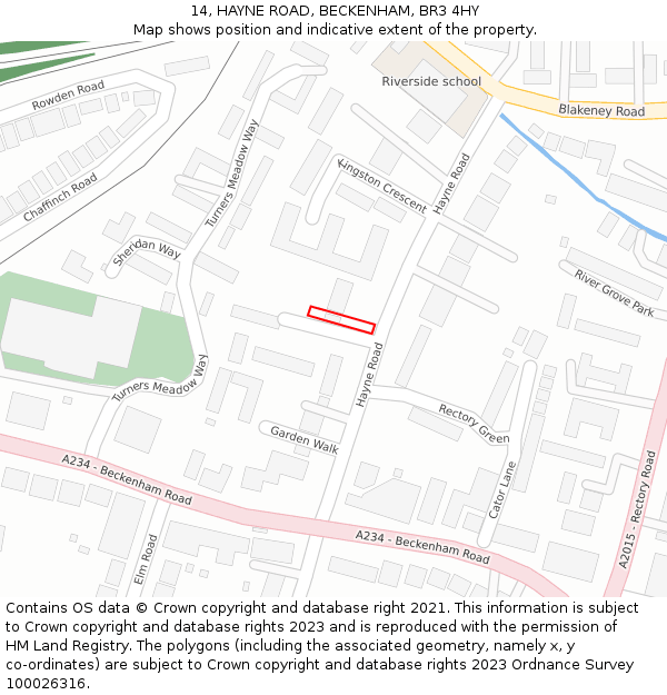 14, HAYNE ROAD, BECKENHAM, BR3 4HY: Location map and indicative extent of plot