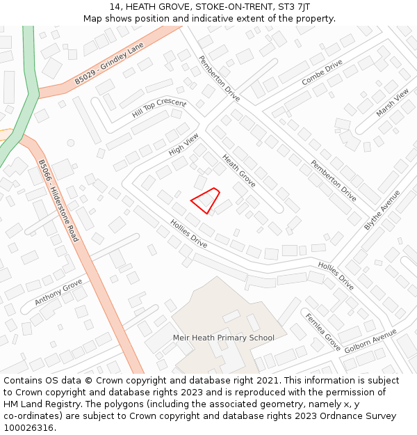 14, HEATH GROVE, STOKE-ON-TRENT, ST3 7JT: Location map and indicative extent of plot