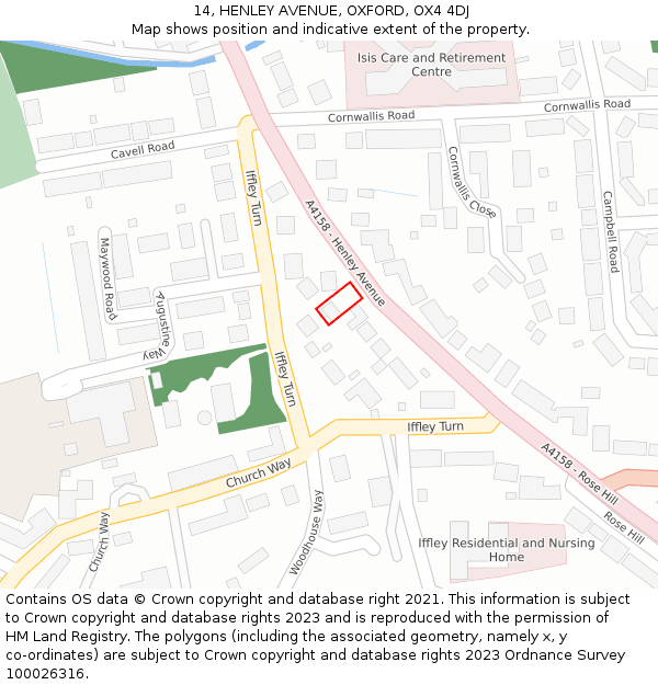 14, HENLEY AVENUE, OXFORD, OX4 4DJ: Location map and indicative extent of plot