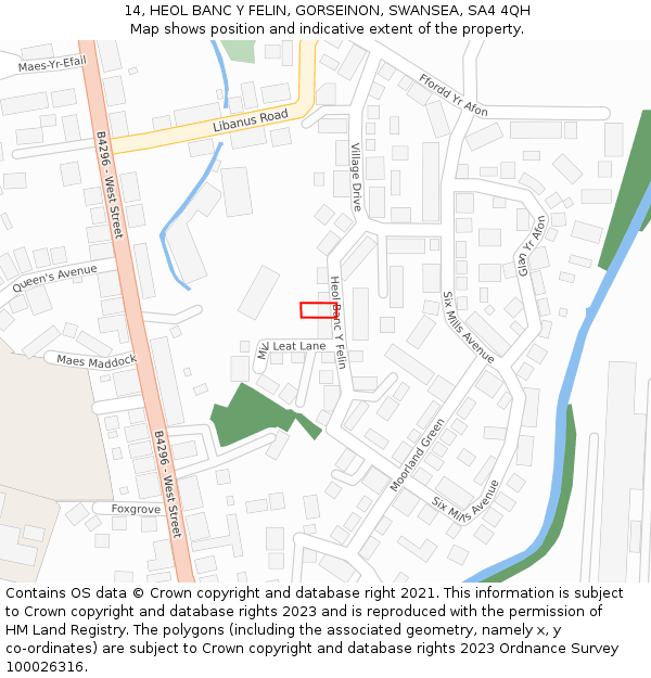 14, HEOL BANC Y FELIN, GORSEINON, SWANSEA, SA4 4QH: Location map and indicative extent of plot