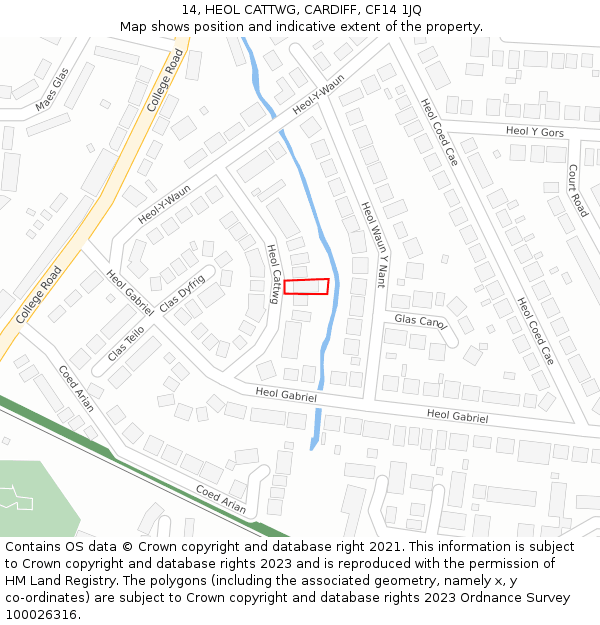 14, HEOL CATTWG, CARDIFF, CF14 1JQ: Location map and indicative extent of plot