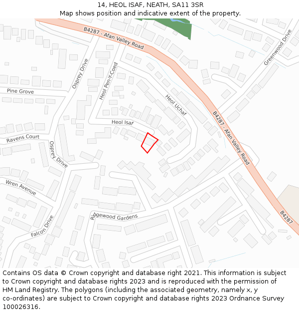 14, HEOL ISAF, NEATH, SA11 3SR: Location map and indicative extent of plot