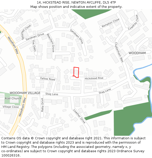 14, HICKSTEAD RISE, NEWTON AYCLIFFE, DL5 4TP: Location map and indicative extent of plot