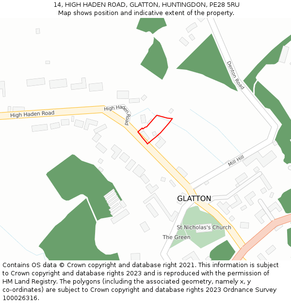 14, HIGH HADEN ROAD, GLATTON, HUNTINGDON, PE28 5RU: Location map and indicative extent of plot