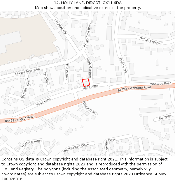 14, HOLLY LANE, DIDCOT, OX11 6DA: Location map and indicative extent of plot