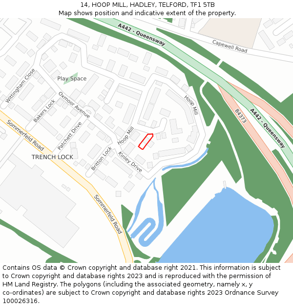 14, HOOP MILL, HADLEY, TELFORD, TF1 5TB: Location map and indicative extent of plot