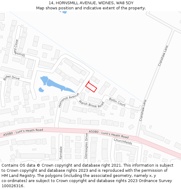 14, HORNSMILL AVENUE, WIDNES, WA8 5DY: Location map and indicative extent of plot