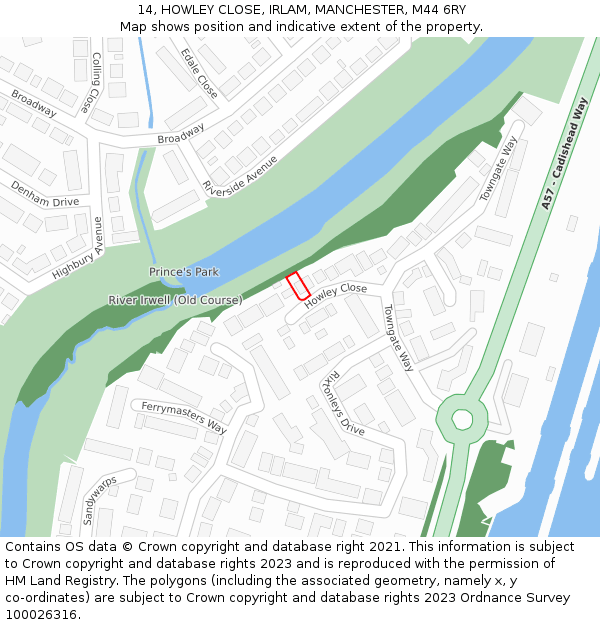 14, HOWLEY CLOSE, IRLAM, MANCHESTER, M44 6RY: Location map and indicative extent of plot