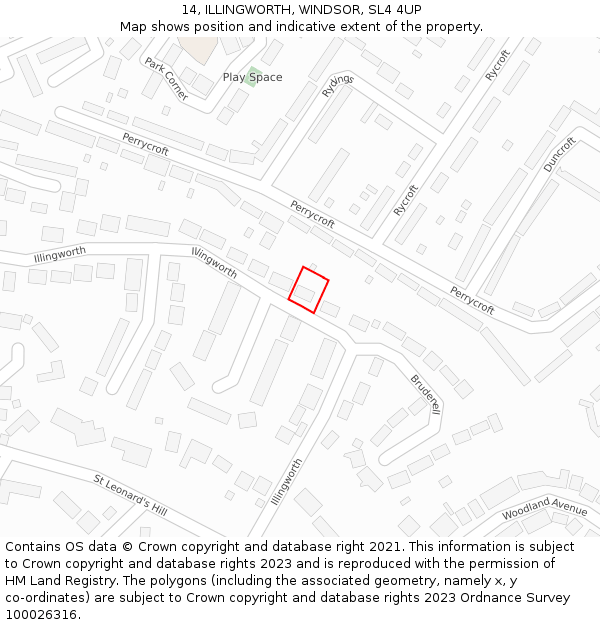 14, ILLINGWORTH, WINDSOR, SL4 4UP: Location map and indicative extent of plot