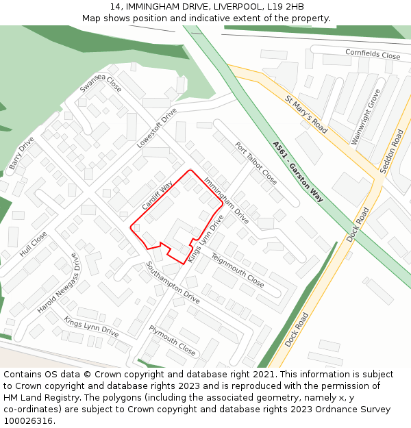 14, IMMINGHAM DRIVE, LIVERPOOL, L19 2HB: Location map and indicative extent of plot