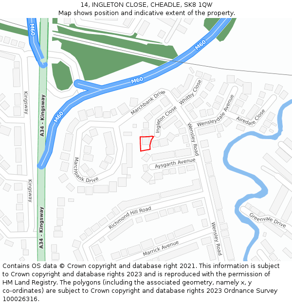 14, INGLETON CLOSE, CHEADLE, SK8 1QW: Location map and indicative extent of plot