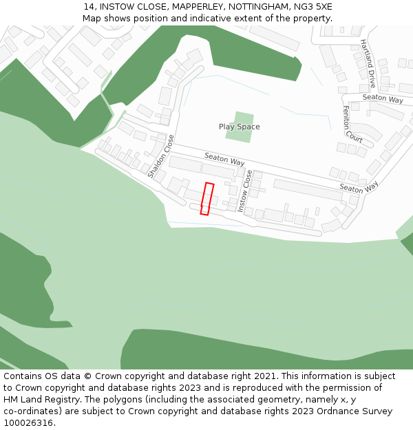 14, INSTOW CLOSE, MAPPERLEY, NOTTINGHAM, NG3 5XE: Location map and indicative extent of plot