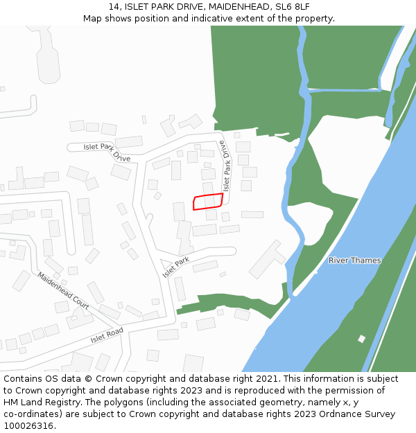 14, ISLET PARK DRIVE, MAIDENHEAD, SL6 8LF: Location map and indicative extent of plot