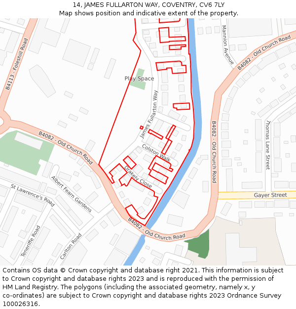 14, JAMES FULLARTON WAY, COVENTRY, CV6 7LY: Location map and indicative extent of plot