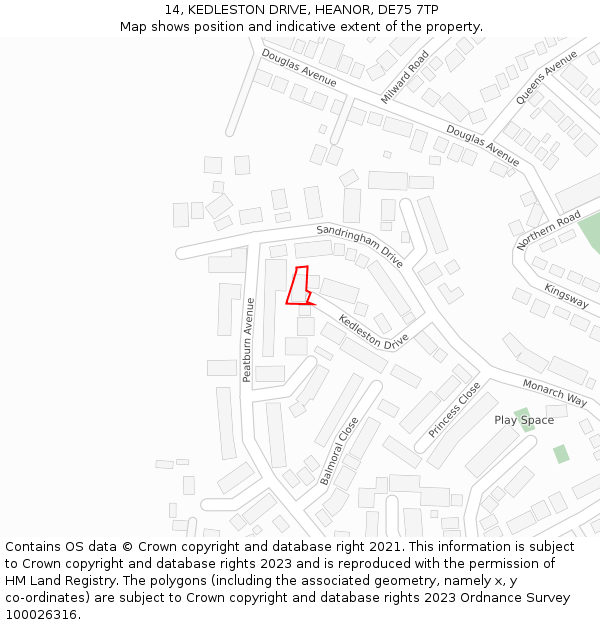 14, KEDLESTON DRIVE, HEANOR, DE75 7TP: Location map and indicative extent of plot