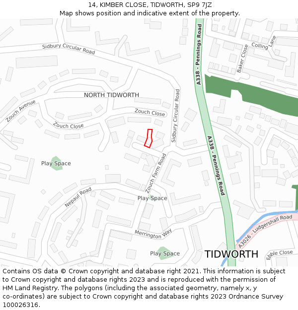 14, KIMBER CLOSE, TIDWORTH, SP9 7JZ: Location map and indicative extent of plot