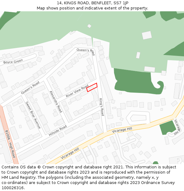 14, KINGS ROAD, BENFLEET, SS7 1JP: Location map and indicative extent of plot