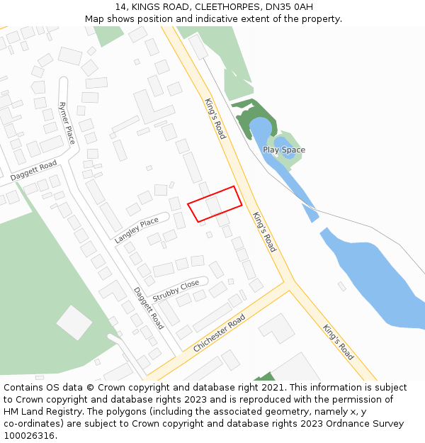 14, KINGS ROAD, CLEETHORPES, DN35 0AH: Location map and indicative extent of plot