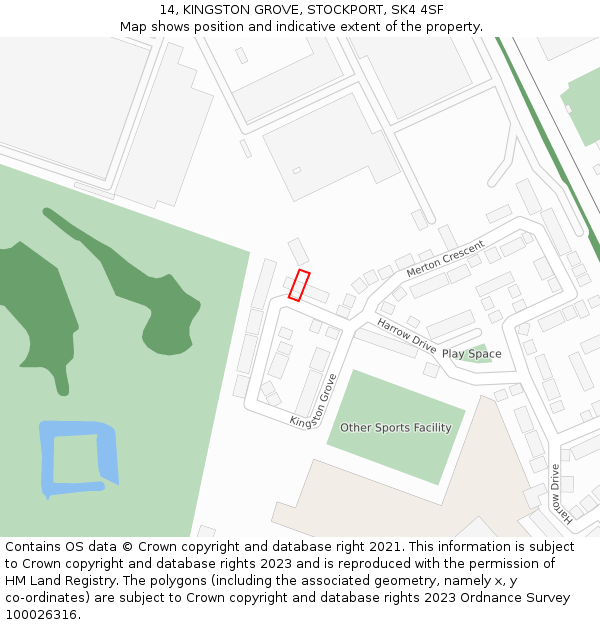 14, KINGSTON GROVE, STOCKPORT, SK4 4SF: Location map and indicative extent of plot