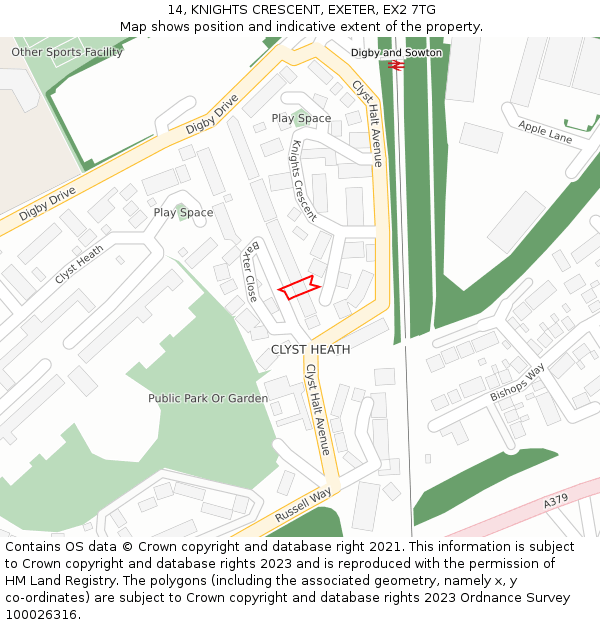 14, KNIGHTS CRESCENT, EXETER, EX2 7TG: Location map and indicative extent of plot